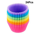 12/24Pcs Silicone Cake Mold Round Shape Muffin Cupcake Baking Molds Pudding Jelly Cup Pastry Home Kitchen Bakeware BPA Free Oasis Select 24Pcs colorful