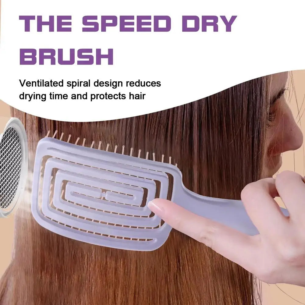 Hollow-Out Curved Detangling Brush – Volumizing Styling Brush with Rounded Tips, Scalp Massage & Blow-Dry Design for High Crown Oasis Select