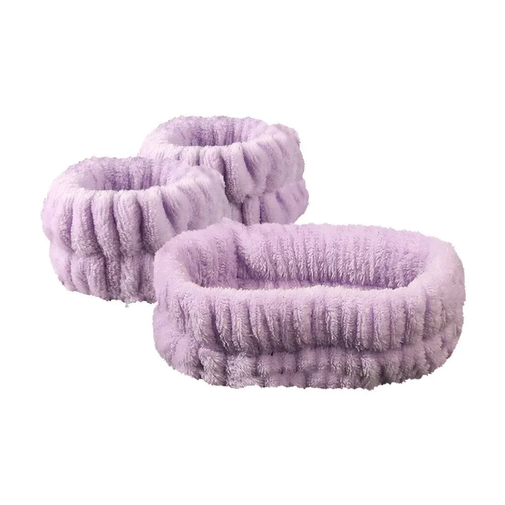 1/2/3PCS Face Wash Wristbands Headband Makeup Hair Care Headband Wash Headband For Washing Your Face Hair Bands For Women Oasis Select Purple Set