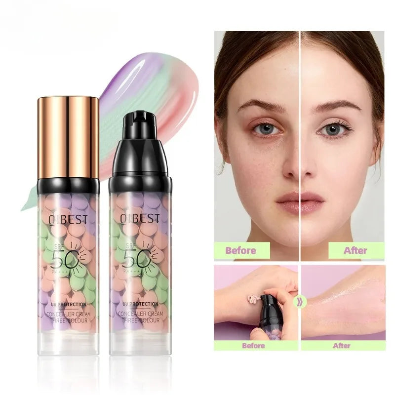 SADOER Tri-Color Face Primer Cream – Brighten, Conceal & UV Protect