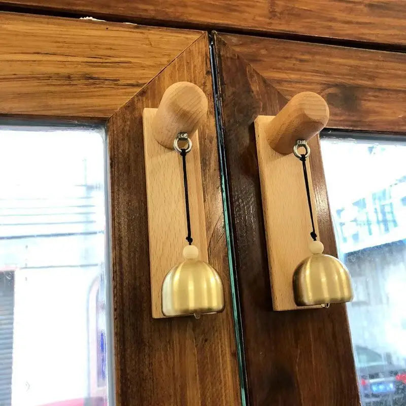 Japanese - Style Wooden & Brass Door Chime - Shop Entry Alert, Dopamine Decor, Opening Gift Oasis Select