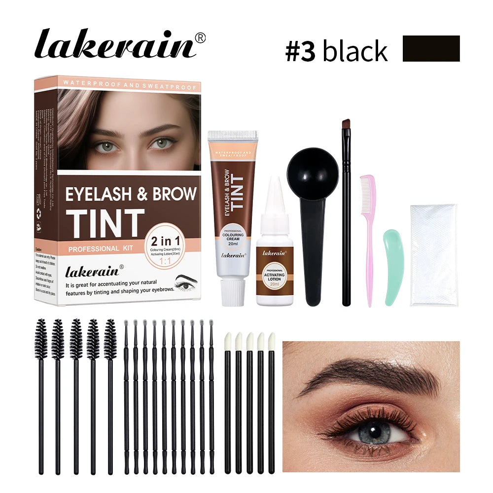 Lakerain Eyelash & Brow Tint Natural Bushy Eyebrow Makeup Kit Waterproof And Sweat-proof Long-lasting Natural Looking Effect Oasis Select black