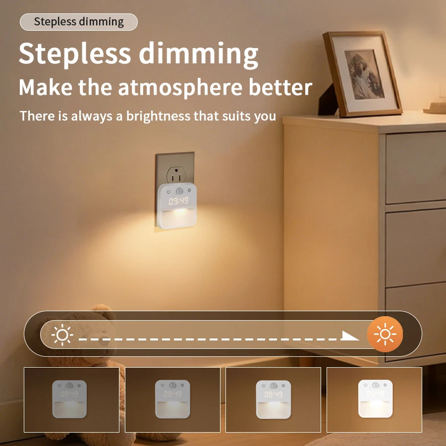 Motion Sensor LED Night Light with Clock Display – 3 Modes Motion Sensor Night Light Oasis Select