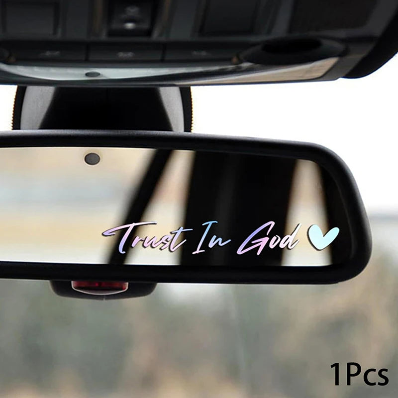 1Pcs Trust In God Heart Car Rear View Mirror Stickers Letter Stickers Waterproof Believe In God Sticker DIY Funny Decals MotorV Oasis Select M 1 Multicolor