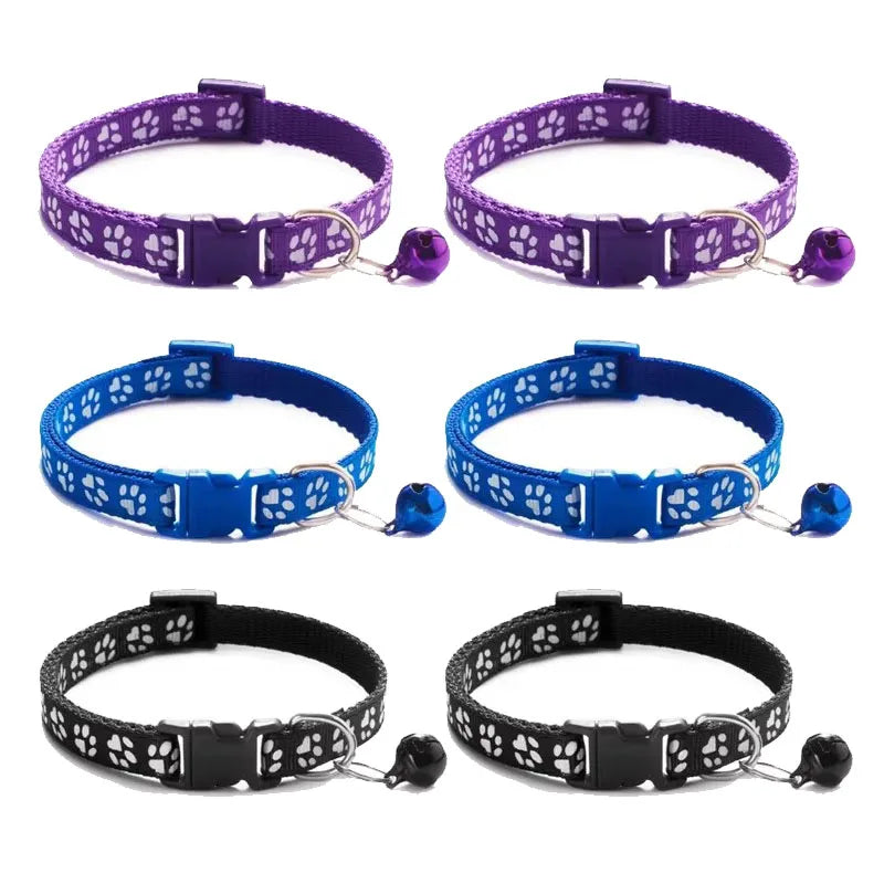 1 Pet Collar Bell Cartoon Footprints Colorful Dog Puppy Cat