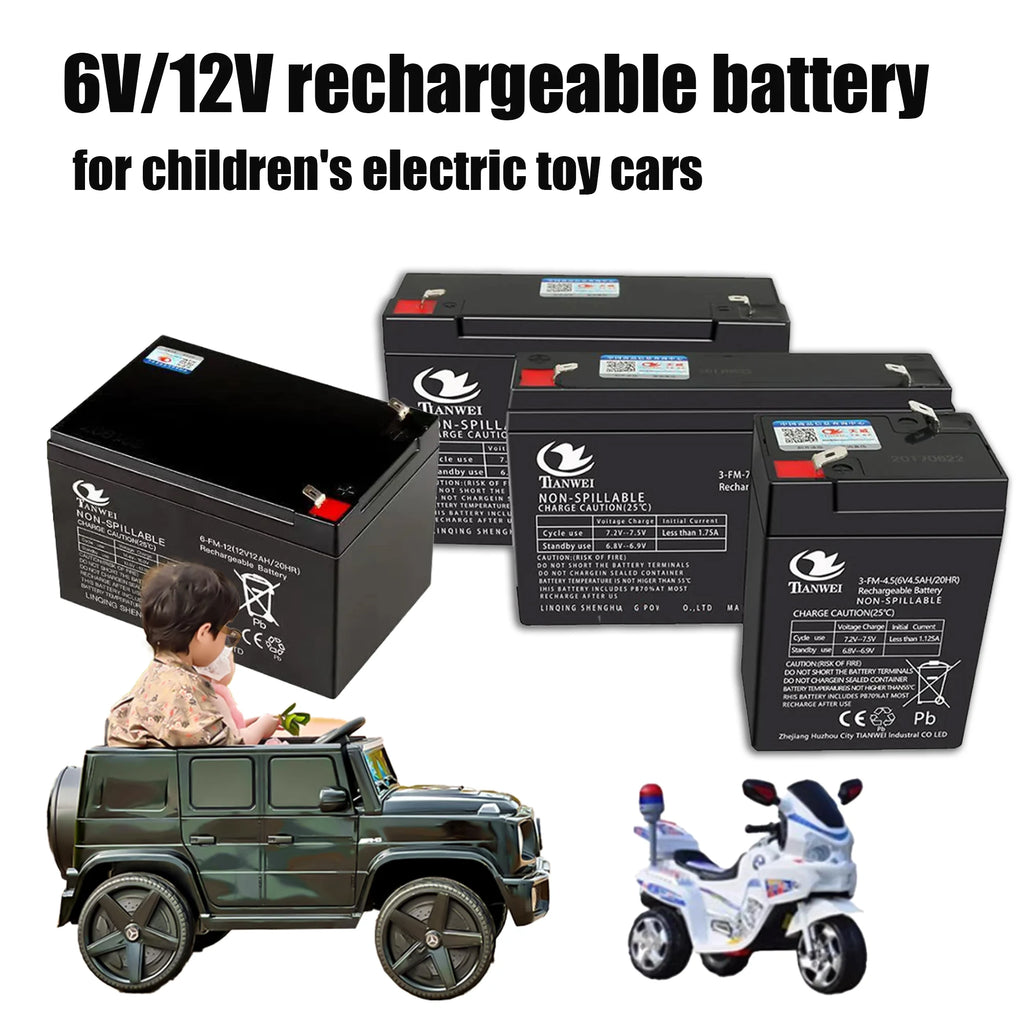 6V 12V Rechargeable Battery For Children's Electric Vehicles Toy Cars Motorcycles Baby Strollers Battery 5Ah 7Ah 8Ah 12Ah Oasis Select