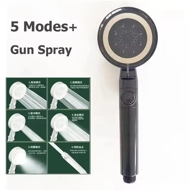 New 1pc 19 Inch High Pressure 3 Mode Rainfall Luxury Bathroom Shower Head Adjustable Anti-Clogging Silicone Nozzles Water Saving Oasis Select Black Shower