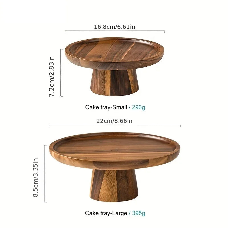 Creative High-Foot Cake Plate Acacia Wood Decoration Tea Plate Dessert Table Display Stand Afternoon Tea Fruit Snack Tray Oasis Select