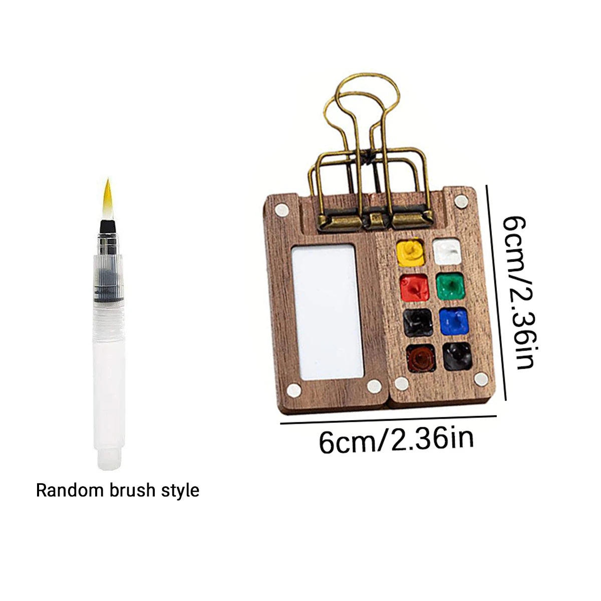 8/15 grids, mini wooden watercolor palette set, including clips, brushes, portable palette, no drawing books, paints Oasis Select 8 grids