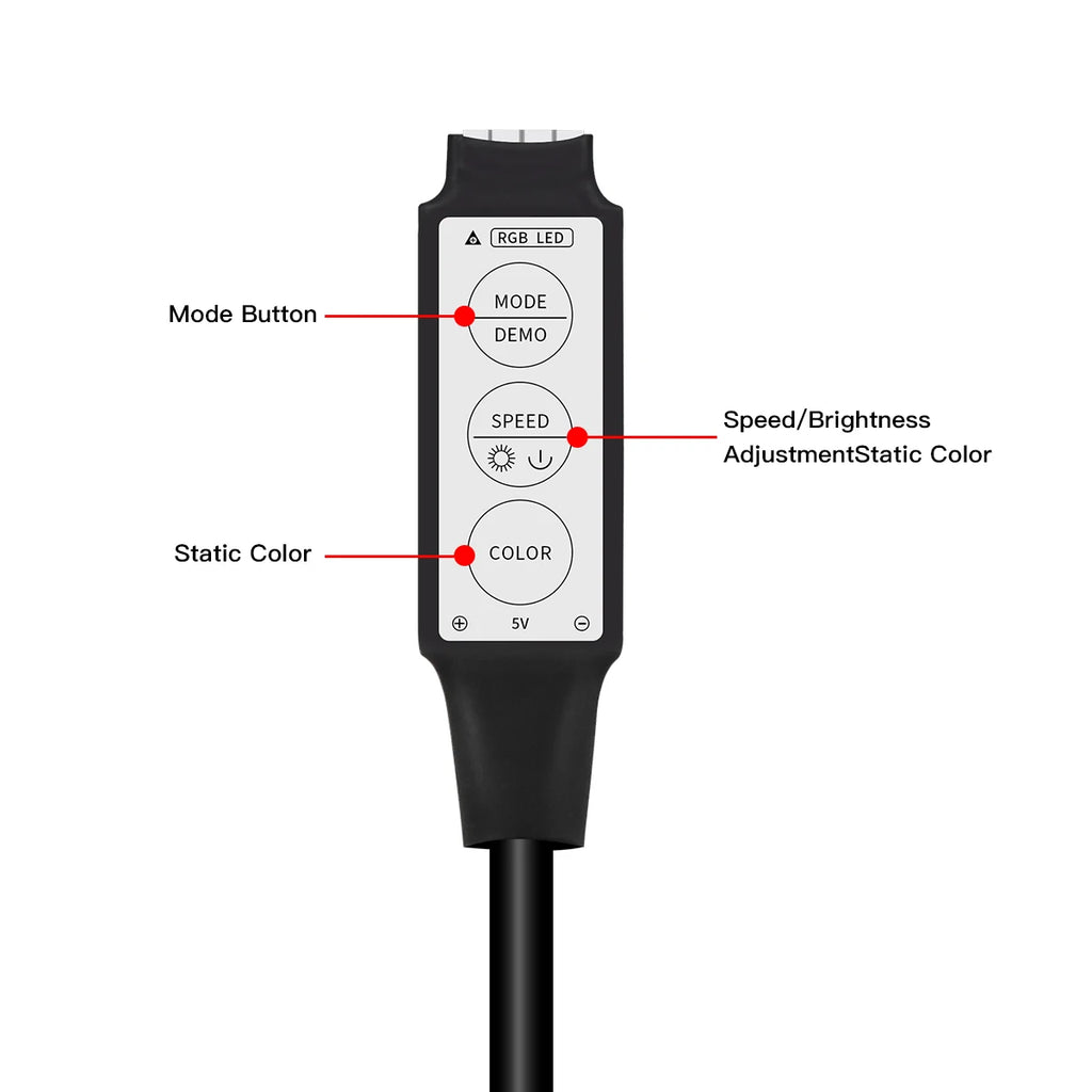RGB Controller DC 5V USB Ports Connector Cable 4pin Line 3 Keys Dimmer for SMD 2835/5050/5630 LED Strip Lights Brightness Adjust Oasis Select