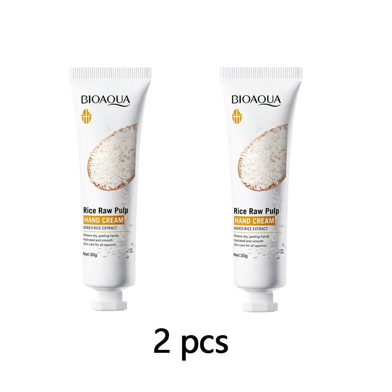 Rice Hand Cream Volumizing Rejuvenating Nourishing Moisturizing Refreshing Non-Greasy Hand Care Cream 30g Oasis Select 2PCS