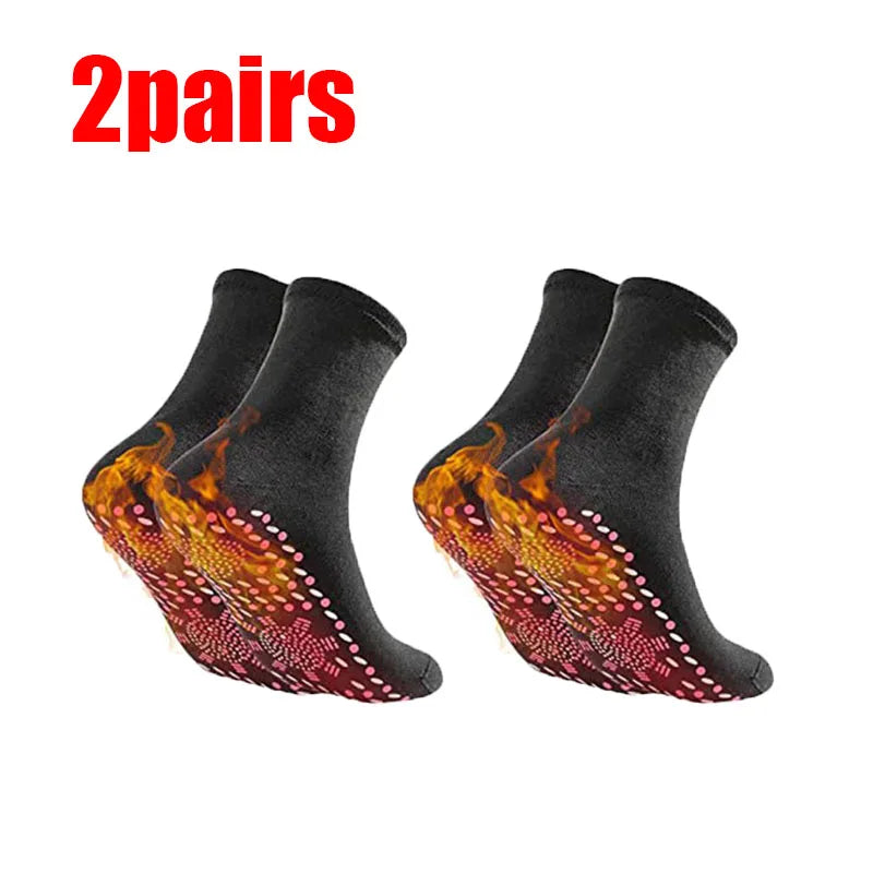 1/2/3/4/6Pairs Self-Heating Shaping Socks Pain Relief Whole Foot Thermal Socks Tourmaline Cold-Resistant for Men Women Outdoor Oasis Select 2pairs Black One Size