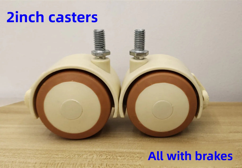 4Pcs RubberThreaded Caster, M6/M8 Swivel Stem for Replacement, Twin Caster Wheels with Locking Brake Oasis Select