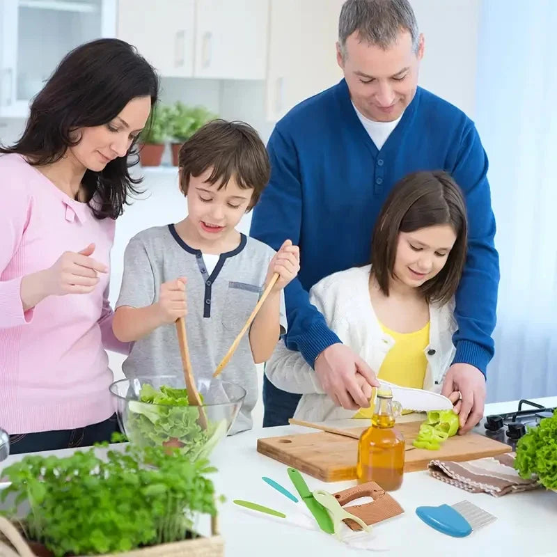 Kids Cooking Cutter Set Kids Knife Toddler Cutter Plastic Cake Fruit Knives Children DIY Peeler Tools Kitchen Accessories Oasis Select