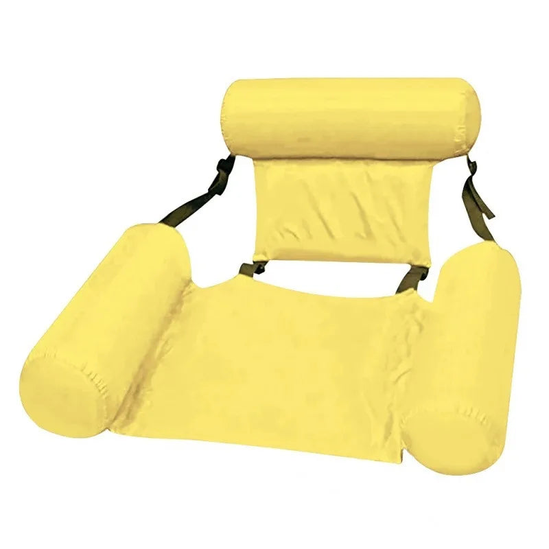 1pc Inflatable Swimming Hammock, Floating Lounge Chair Air Mattress for Pool, Adult Water Float Mat Toy Floating Island, Pool Oasis Select YELLOW