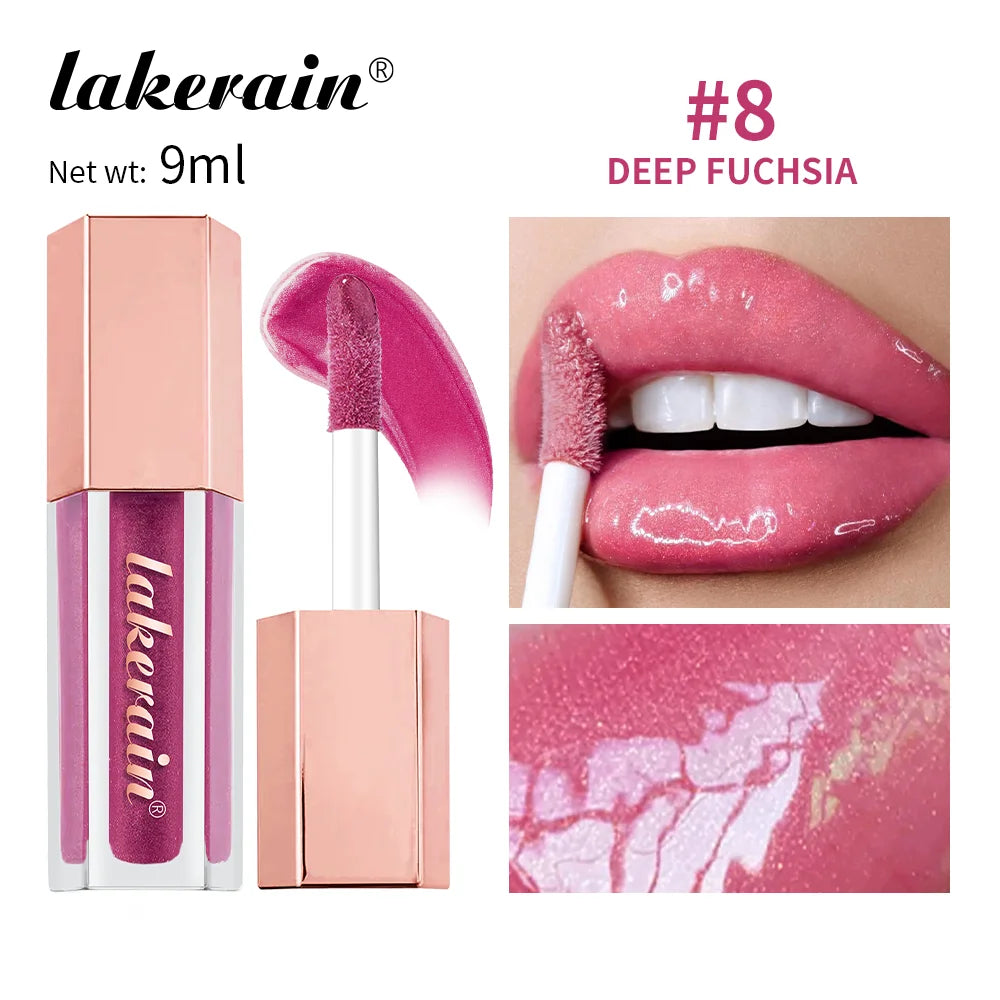 Diamonds Glitter Gloss Universal Lip Luminizer 8 Colors Lip Gloss Non-sticky Moisturizing Plumper Long Lasting Glitter Liquid Oasis Select 8 deep fuchsia