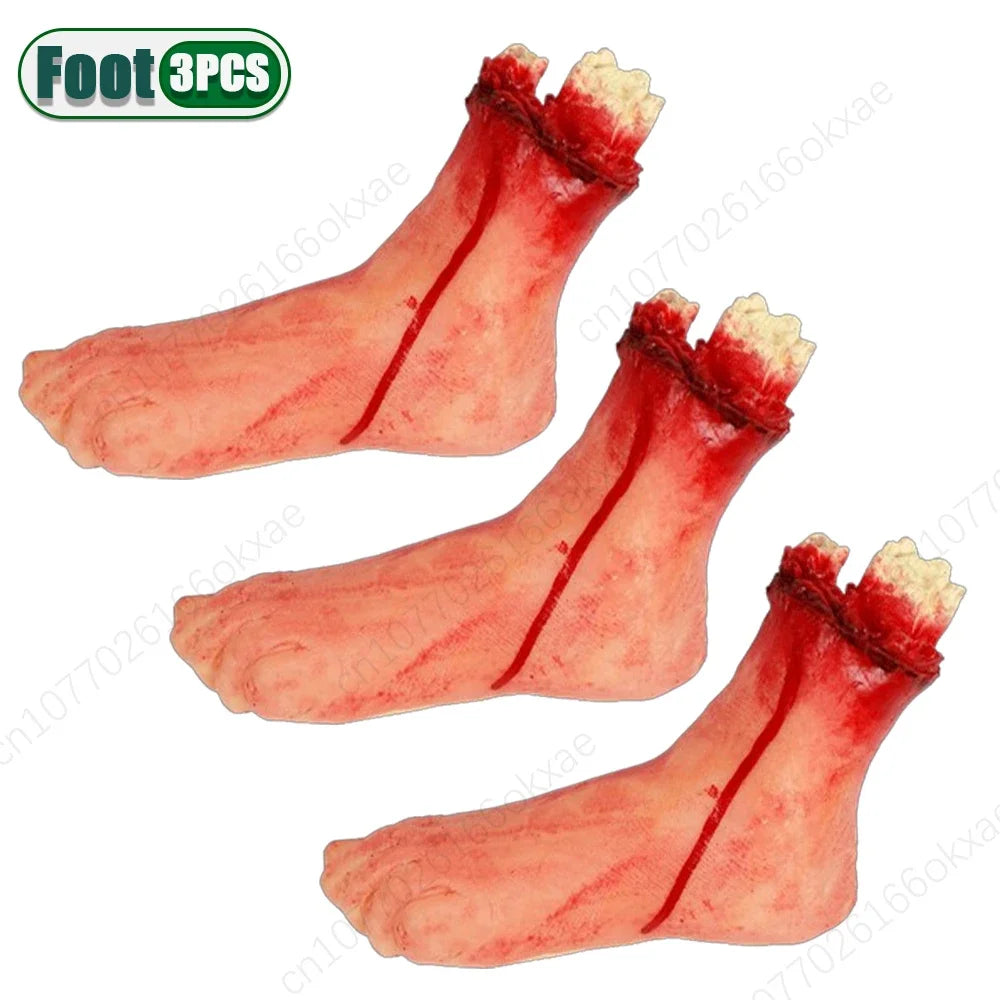 Halloween Fake Human Limbs Props – Hands, Feet, Brain & Heart