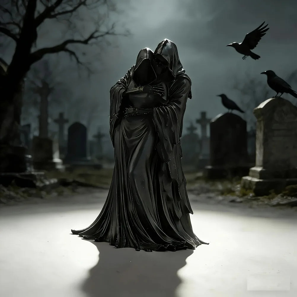 Gothic Grim Reaper & Skull Sculpture 3D Printed Dark Style Figurine Creative Ornament Desktop Bookshelf Halloween & Home Decor Oasis Select