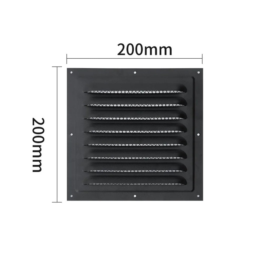Stainless Steel Metal Vent Cover Built-in Insect Screen White Black Louver Air Vents Grille Square Grille Cover Oasis Select Black 200x200m