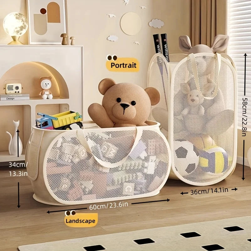 Large Capacity Toy Storage Basket - Transparent Fabric Organizer with Divided Compartments, Toy Storage Organizer Oasis Select