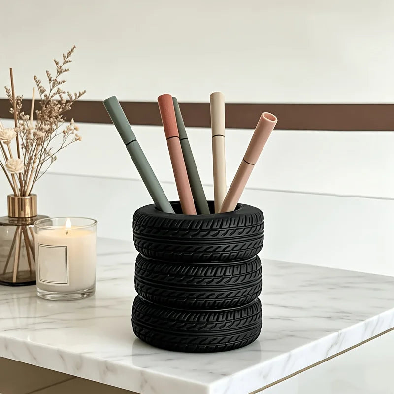 Creative Tire-Shaped Pencil Holder—A Must-Have for Car Enthusiasts—A Fun and Unique Desktop Storage Container Oasis Select