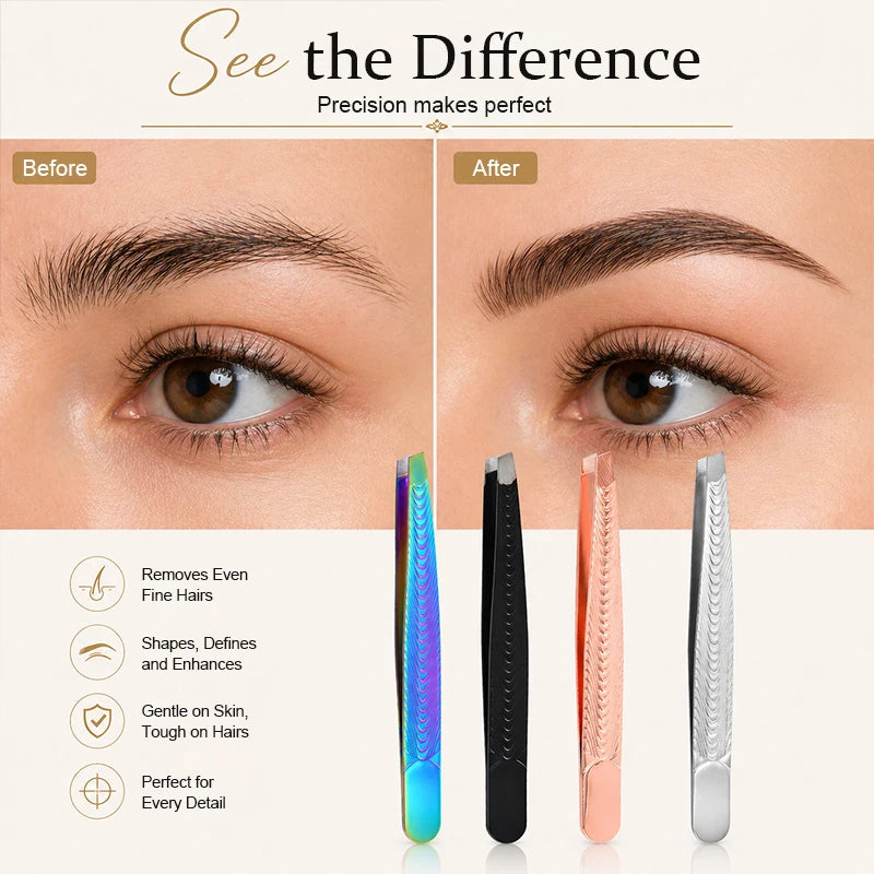 Stainless Steel Eyebrow Tweezers – Precision Hair Removal Tool