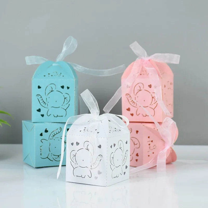 10pcs Elephant Shaped Candy Box for Baby Shower Cute Gift Boxes for Children Birthday Party Favors Box Candy Packaging Supplies Oasis Select