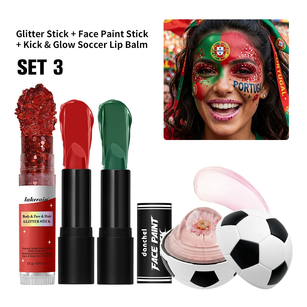 Face Paint Stick & Glitter Stick Set Lasting Moisturizing High Pigment Multifunctional for Sport Festival Party Cosplay Makeup Oasis Select SET 3
