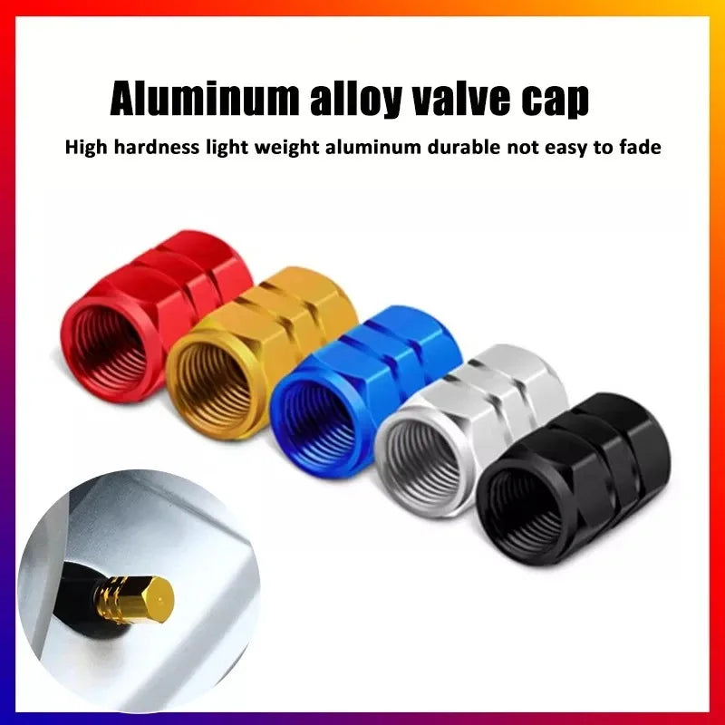 4/8Pcs Aluminum Alloy Car Tire Valve Caps Hex Tyre Valve Stem Cover Air Dust Caps Tire Valve Truck Bike Wheel Rim Valve Stem Cap Oasis Select