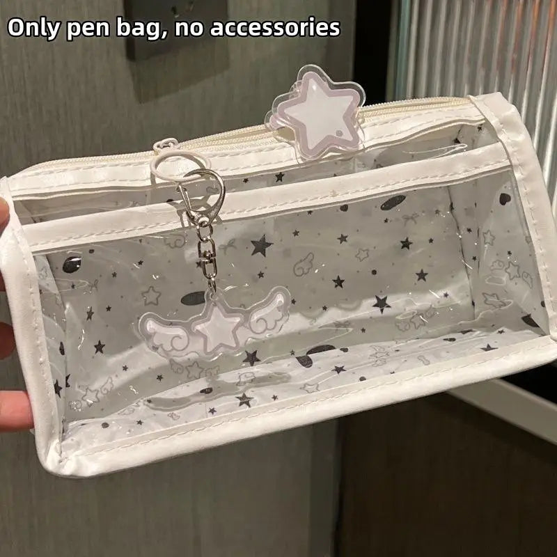 Cute Lightweight Transparent Pencil Case Large Capacity Zipper Pen Pouch for Primary School Students Stationery Storage Oasis Select C