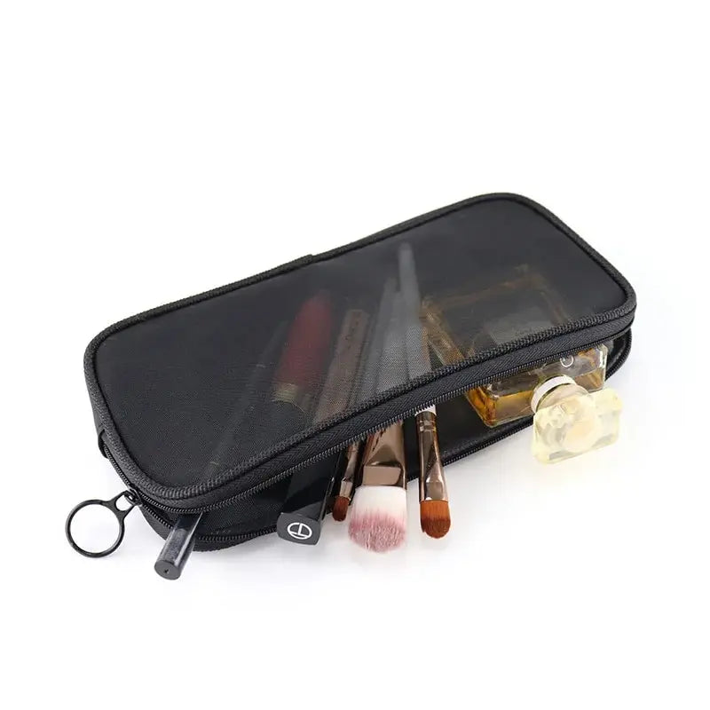 Mesh Transparent Makeup Bag | Clear Travel Cosmetic Organizer Cosmetic Travel Bag Oasis Select