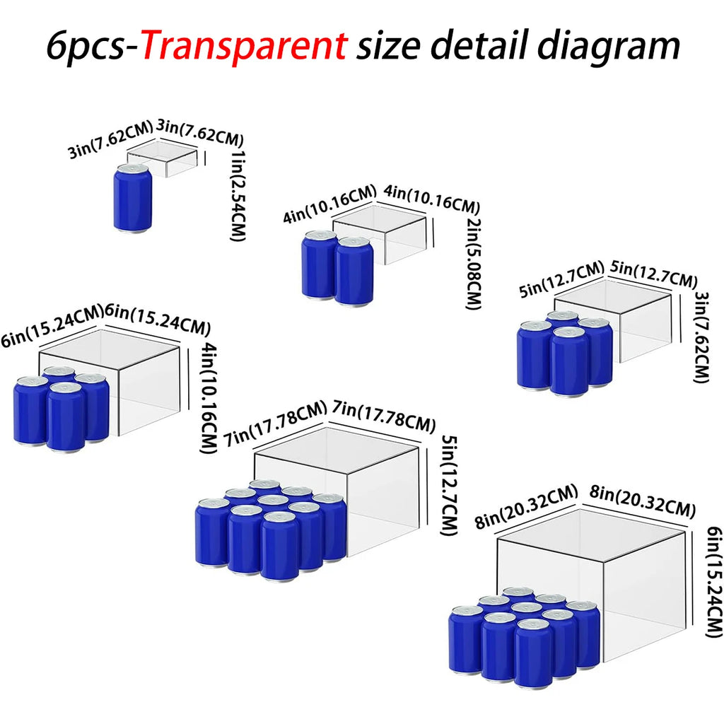 6pcs Acrylic Cube Cake and Dessert Display Stands with Stackable Sections Suitable for Displaying in Wedding Parties and Shops Oasis Select transparent