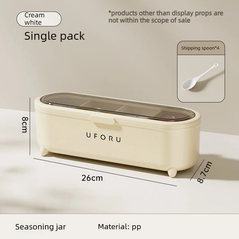Kitchen for Homeall-in-one Multi-grid Seasoning Box with Spoon Food Grade Salt Seasoning Storage Box Moisture-proof Oasis Select