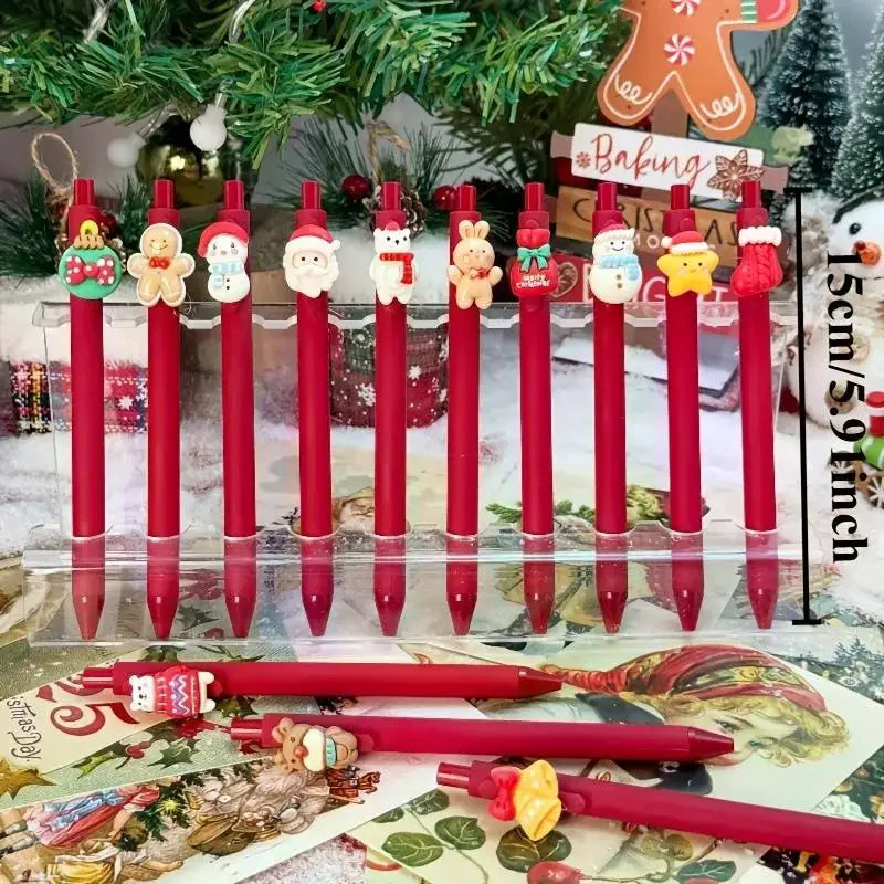 5Pcs Christmas Gel Pen Student Prizes Cartoon Christmas Tree Santa Claus Snowman Gel Pen Creative Student Stationery Gift Oasis Select