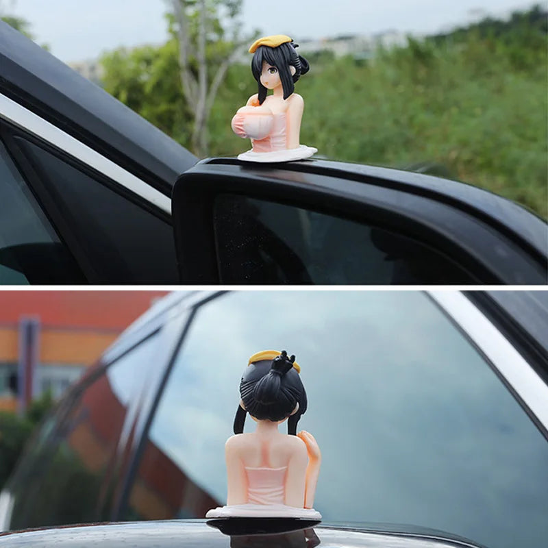 Sexy Kanako Chest Shaking Girls Car Ornaments Cartoon Kawaii Anime Statue Car Dashboard Sexy Doll Figurine Cute Car Decorations Oasis Select