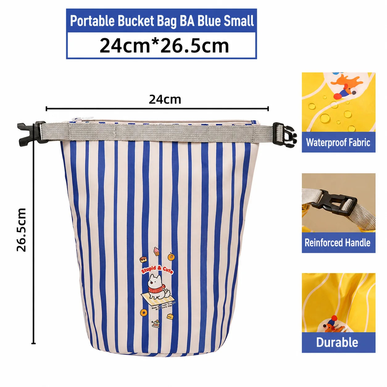 New Waterproof Toiletry Bag Travel Essential Cartoon Portable Handheld Anti-Fouling Storage Bag Multi-Functional Storage Oasis Select Blue Beige-S