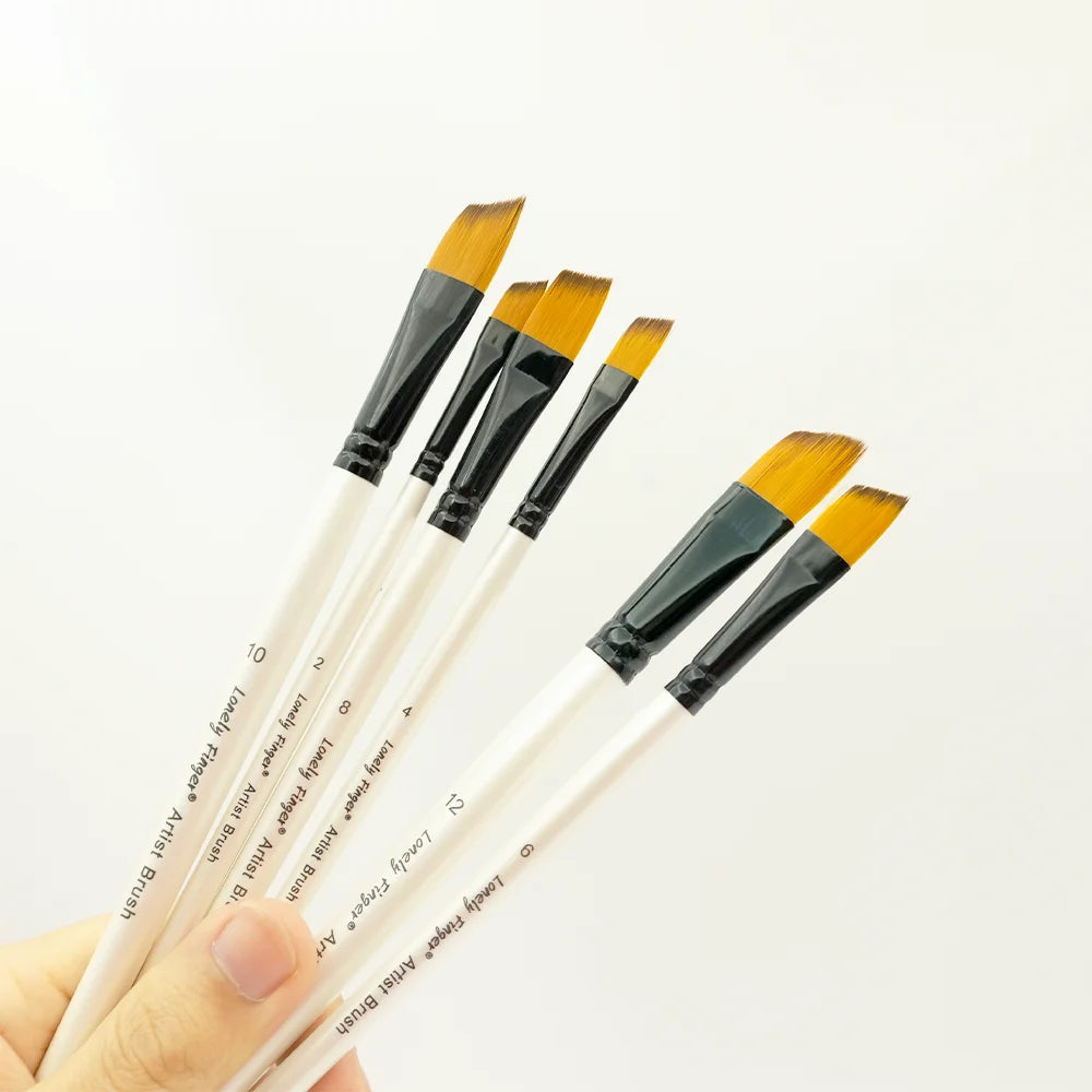 Angular Paint Brushes,6 PCS Different Size Professional Angled Paint Brush for Acrylic Watercolor Gouache Oil Painting,Highly Ab Oasis Select