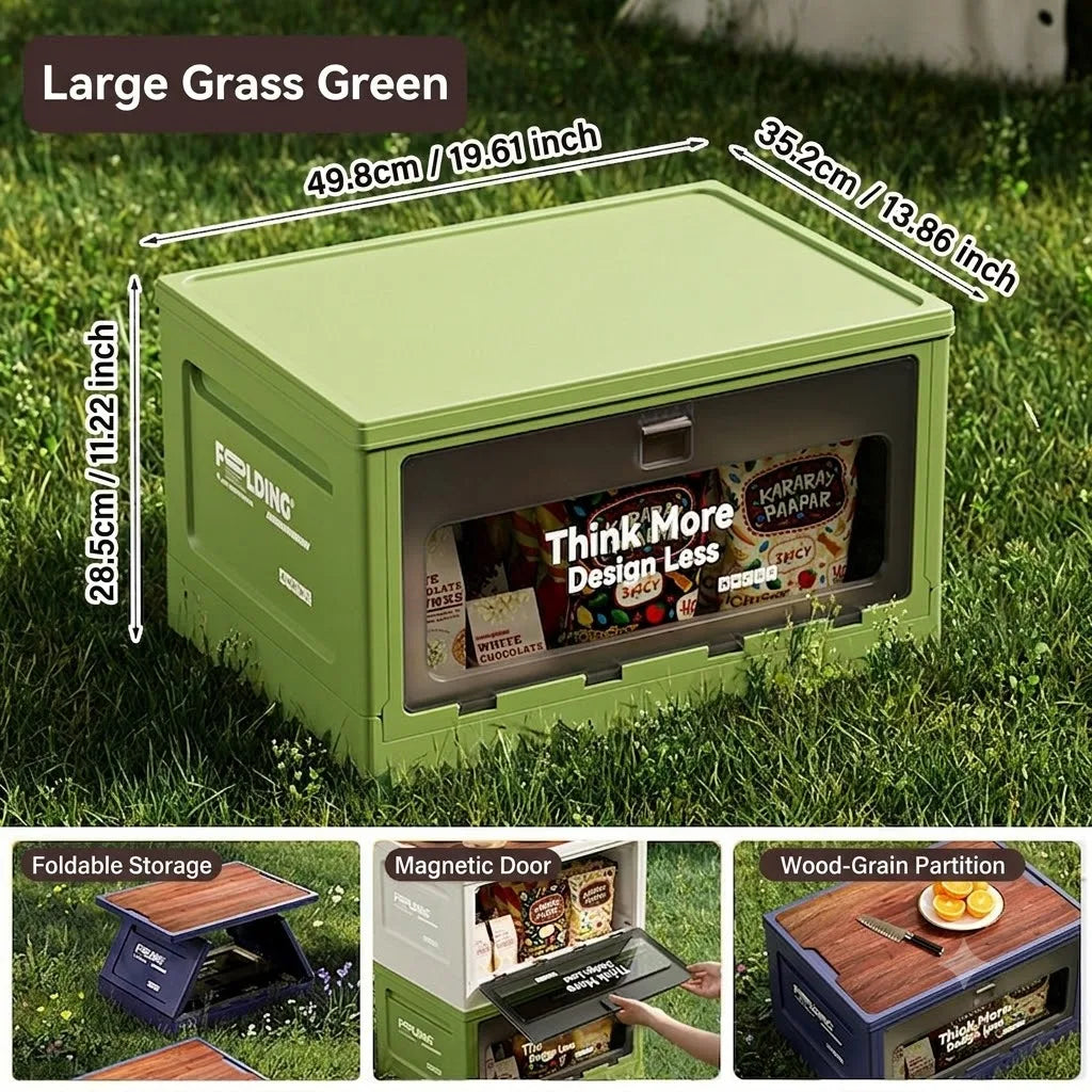 Outdoor camping revenue box with side-opening large-sized tent cover folding box for vehicle trunk organization and storage Oasis Select green-Large