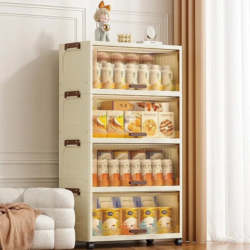 Multi-functional Simple folding storage cabinet Plastic multi-layer bag wardrobe storage box living room storage cabinet Oasis Select