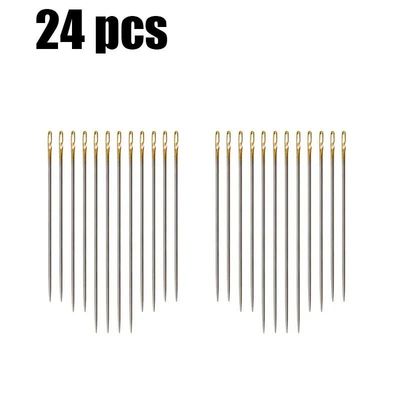 12/24/36pcs Self-Threading Sewing Needles Stainless Steel Quick Blind Threading Needle Stitching Pins DIY Punch Needle Threader Oasis Select 24pcs