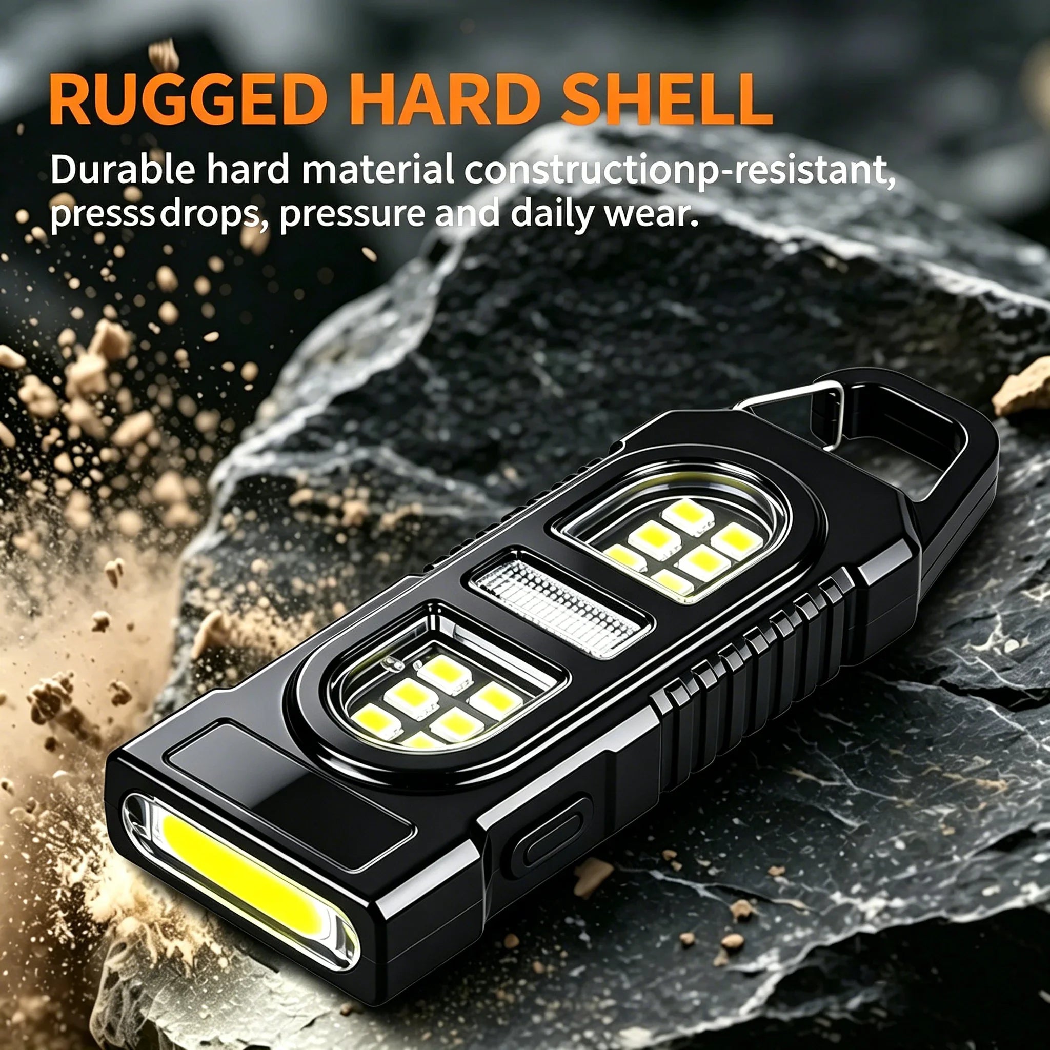 Powerful Mini COB LED Keychain Flashlight USB C Rechargeable Hanging Work Light Waterproof Keyring Camping Walking Pocket Lamp Oasis Select