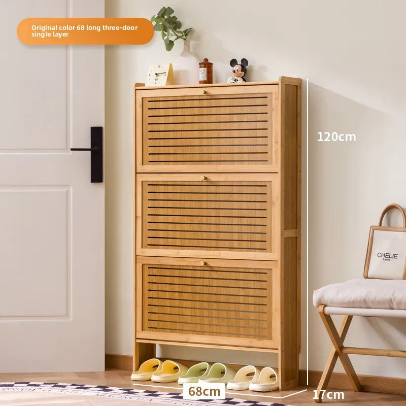 Ultra-thin shoe cabinet home door 2025 new retro black porch cabinet home tipping bucket storage shoe rack Oasis Select primary 3-70