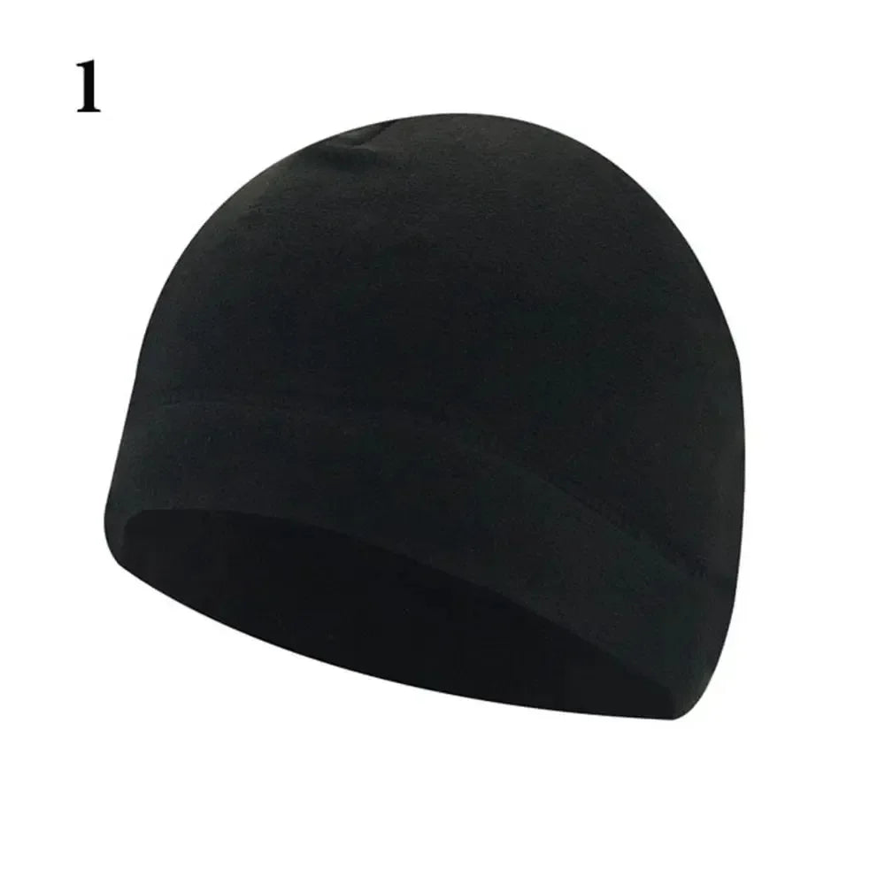 Men Polar Fleece Caps Winter Warm Outdoor Sports Skiing Cycling Cap Hat Windproof Soft Beanie Cap Women Ski Bike Hat Caps Oasis Select 01Black