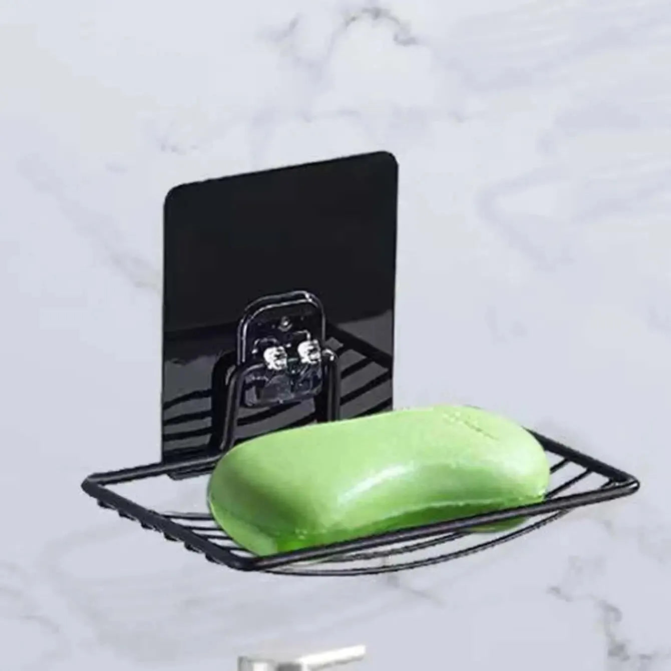 1pc Stainless Steel Soap Rack Soap Box Light Luxury Shelf Punch-free Nail-free Bathroom Single Layer Drain Wall Hanging Oasis Select 1pc black