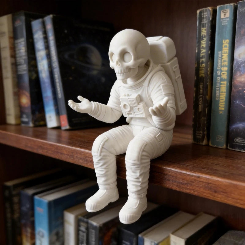 Astronaut Skeleton Figurine 3D Printed Confused Seated Spaceman Ornaments Creativity Home Table Decor Companion Home Decor Gifts Oasis Select