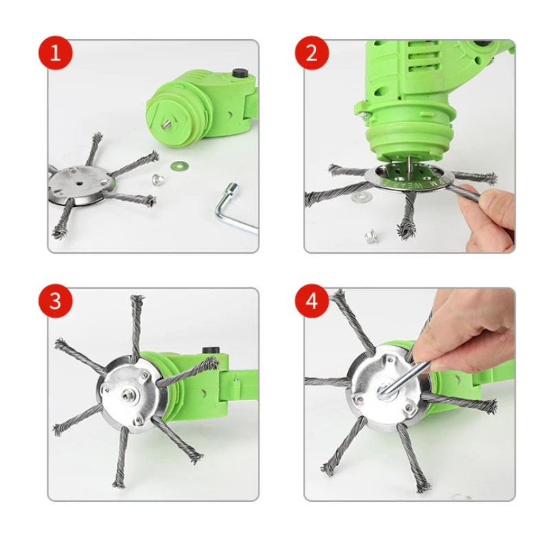 Weed Brush Head Steel Wire Wheel Grass Trimmer Head Removal Moss Rust Lawn Mower Grass Brush Disc Weed Brush Trimmer Heads Oasis Select