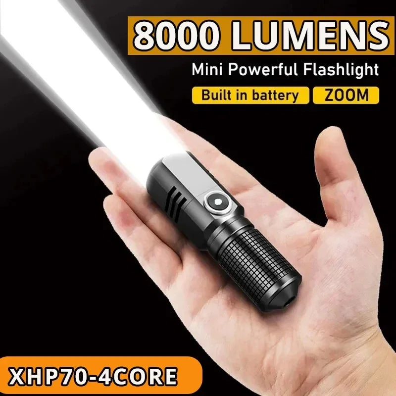 Super Bright Mini LED Flashlight USB Rechargeable Zoom Tactical Flashlight 3 Lighting Mode Outdoor Camping Fishing Torch Oasis Select