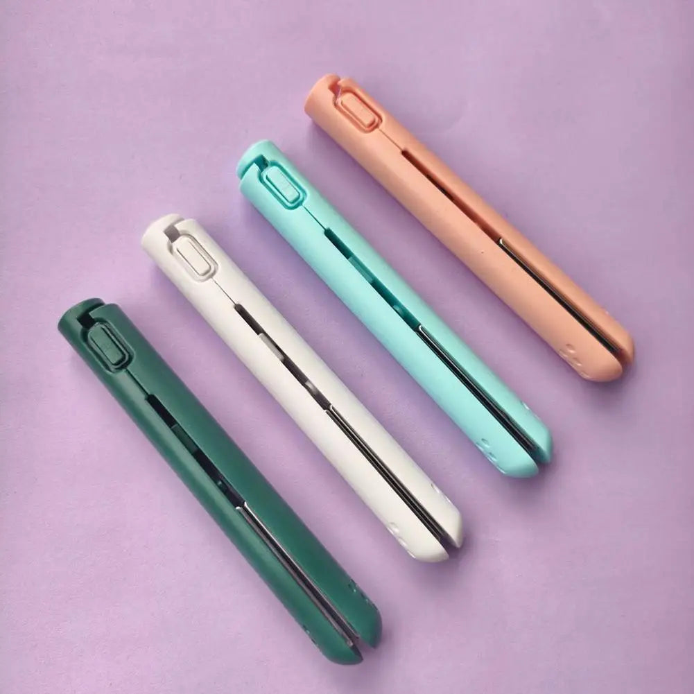 New Heating Straightening Iron Mini 2 in 1 Hair Straightener USB Ceramics Heating Straightening Curling Flat Iron Oasis Select