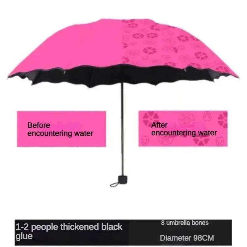 Portable Creative Water Flowering Umbrella Manual Black Coating UV Protection Sun Rain Dual Use Folding Parasol Oasis Select