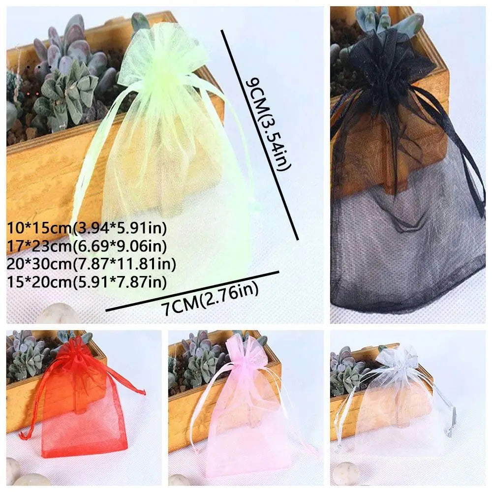 100Pcs Mesh Fruit Protection Bags with Drawstring Weather Resistant Fruits Insect Proof Bag Organza Grape Protection Cover Oasis Select